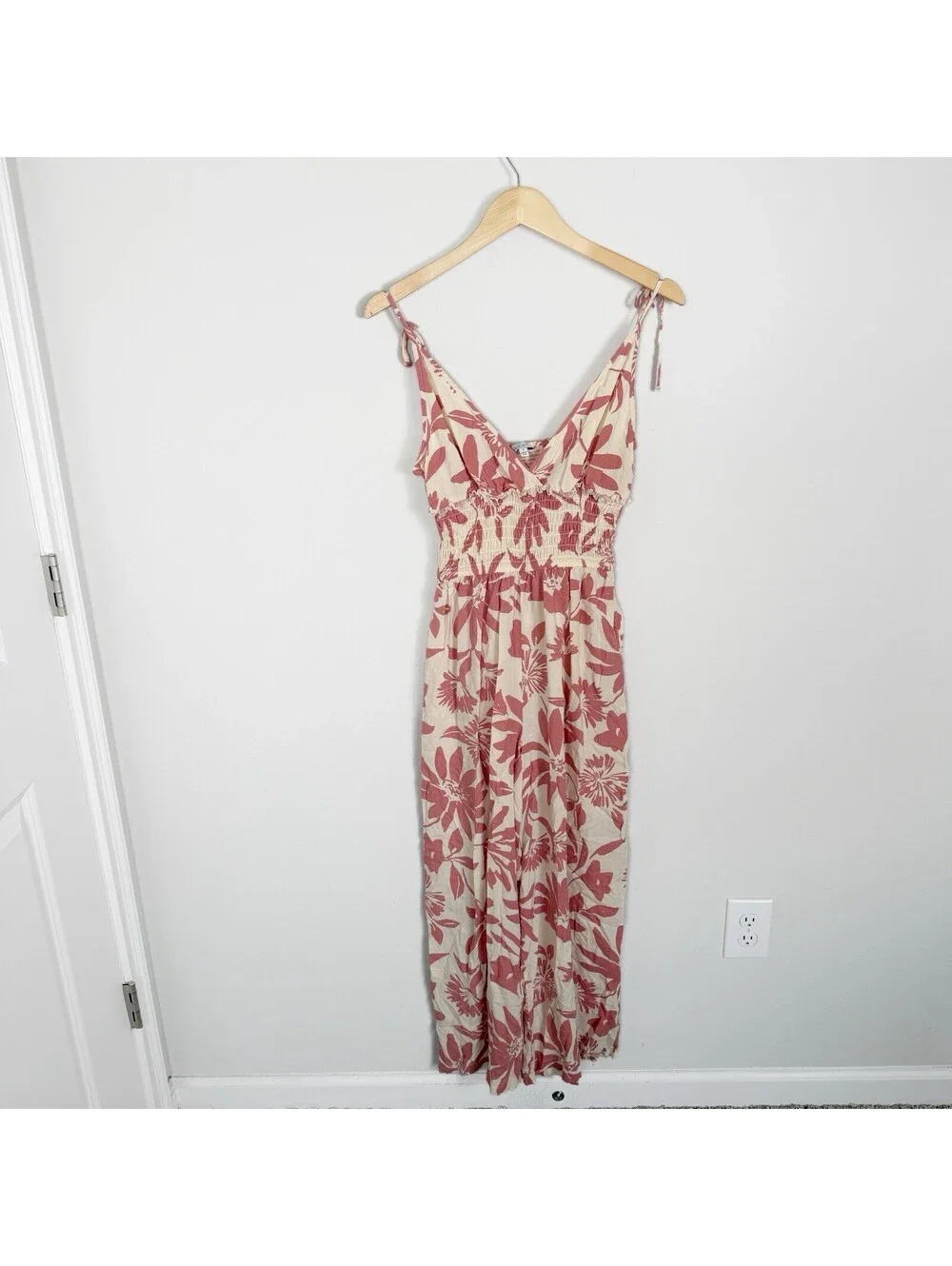 Patrons of Peace Arcadia Jumpsuit Wide Leg Pockets Dusty Mauve Floral Small